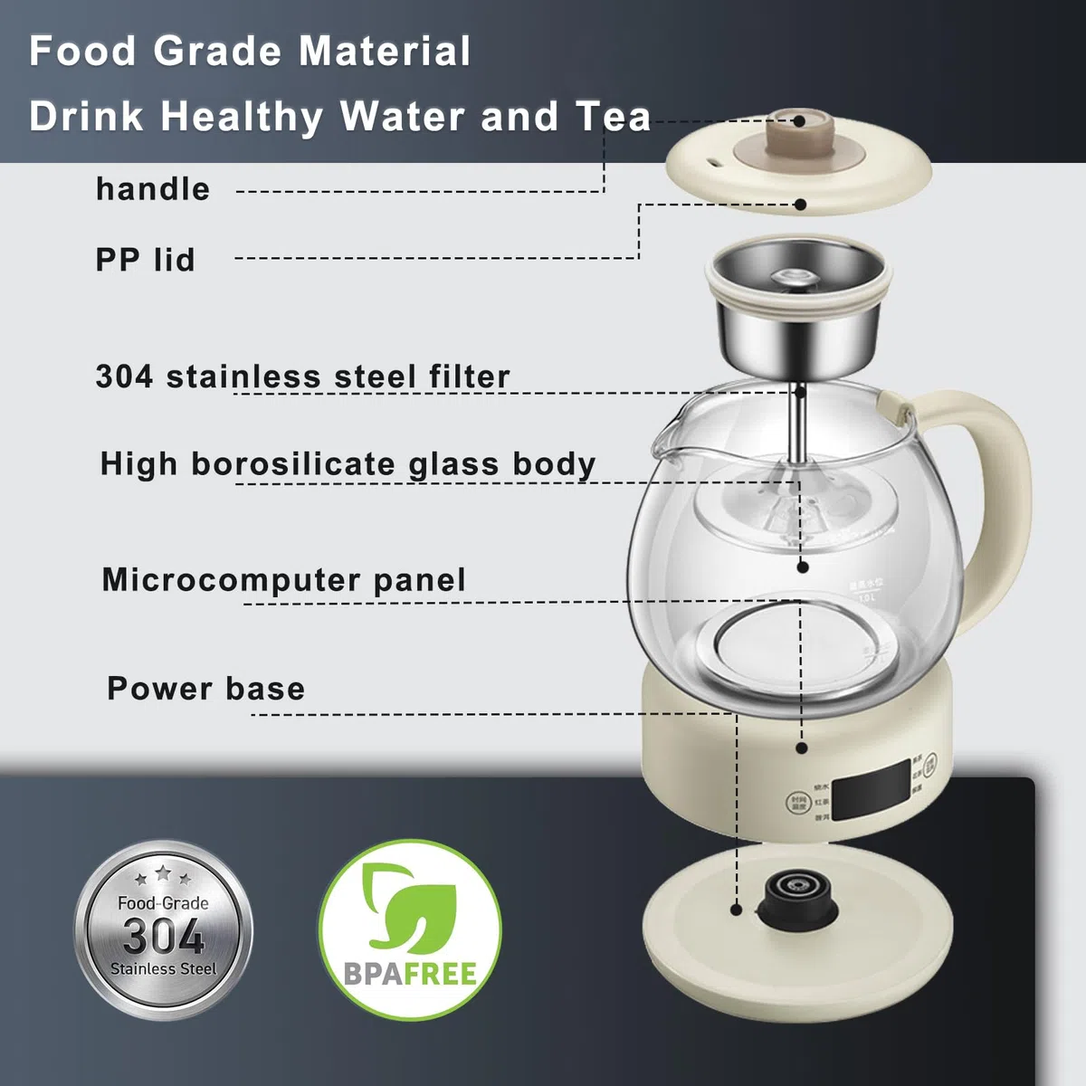 Máquinas De Té Calientes,teteras Eléctricas Tetera,Filtro De Escoria Extraíble,1l No Es Fácil De Romper Bajo Cambios Bruscos De Calor Y Frío,con 6 Tazas De Té,con 8h para Mantener Caliente