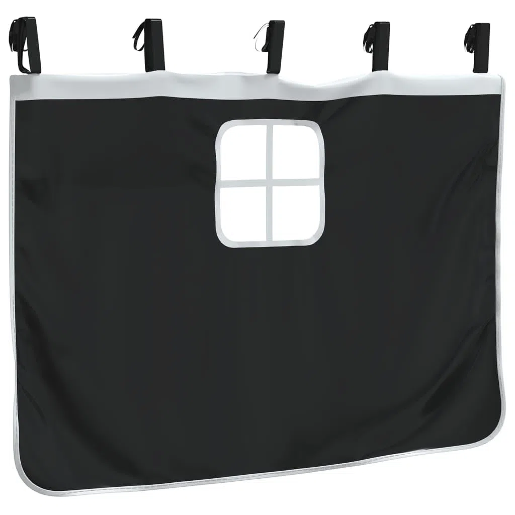 vidaXL Cortinas para Cama Alta con Túnel y Torre, Cortinas para Litera con Bolsillos, Dosel para Niños, Decoraciones para Dormitorio, Blanco y Negro