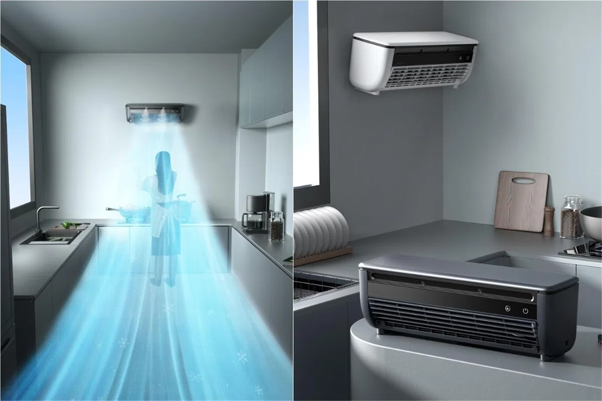 Aire Acondicionado De Pared For Cocina, Sin Necesidad De Taladrar, Con Carga Inalámbrica, Portátil, Con Control Remoto Y Enfriamiento Instantáneo De 10 Segundos For El Hogar Y La Oficina.(White)