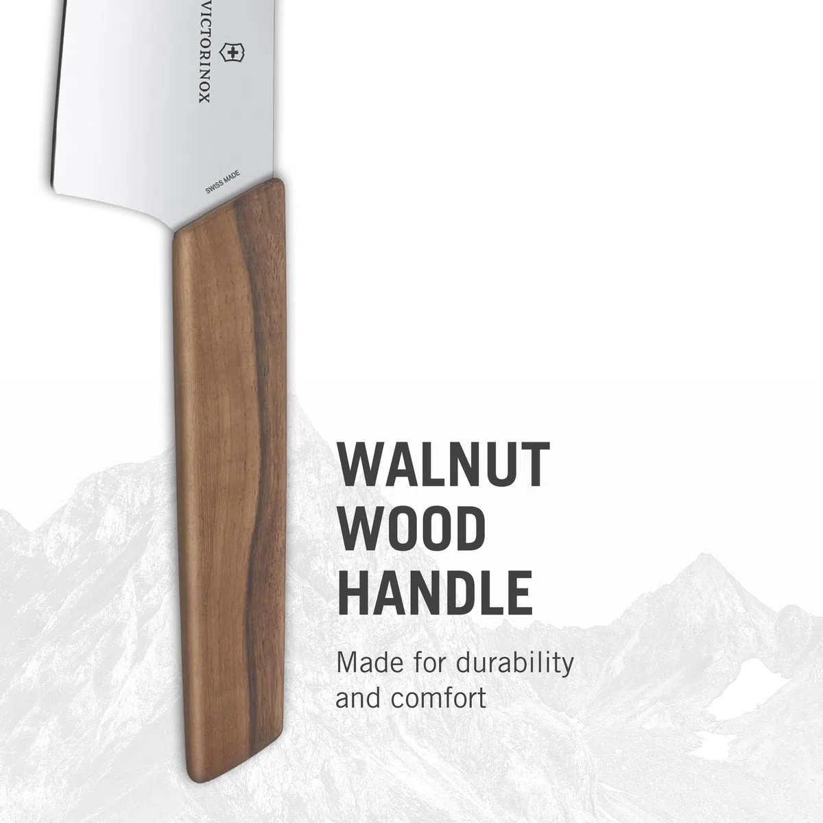 Victorinox Swiss Modern, Cuchillo profesional para trinchar, Hoja extra afilada, afilado recto, 20 cm, Elegante mango de madera, Acero inoxidable, Marrón