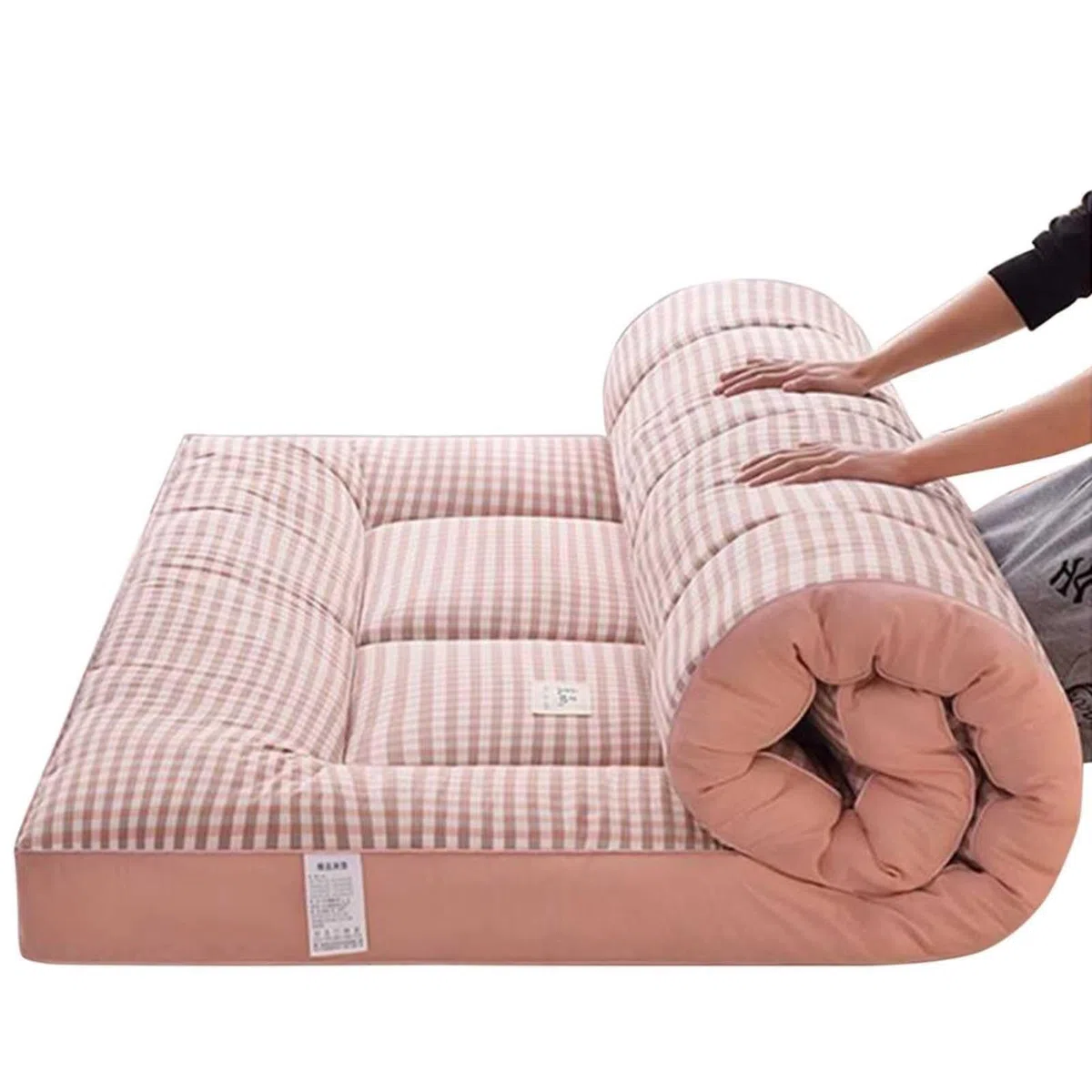 Colchón de futón japonés, colchón Plegable, colchón Enrollable, tapete de Tatami, Almohadilla para Dormir Plegable Gruesa aplicable al Dormitorio/salón/Alfombra de Piso(Pink,100x190cm)