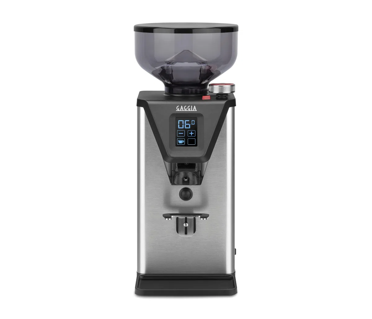 Gaggia Milano MDF55 - Molinillo de café espresso, tolva de 250 g, fabricado en Italia, controles de pantalla táctil y perilla giratoria, ajuste micrométrico continuo, rebaba plana, motor de 310 W