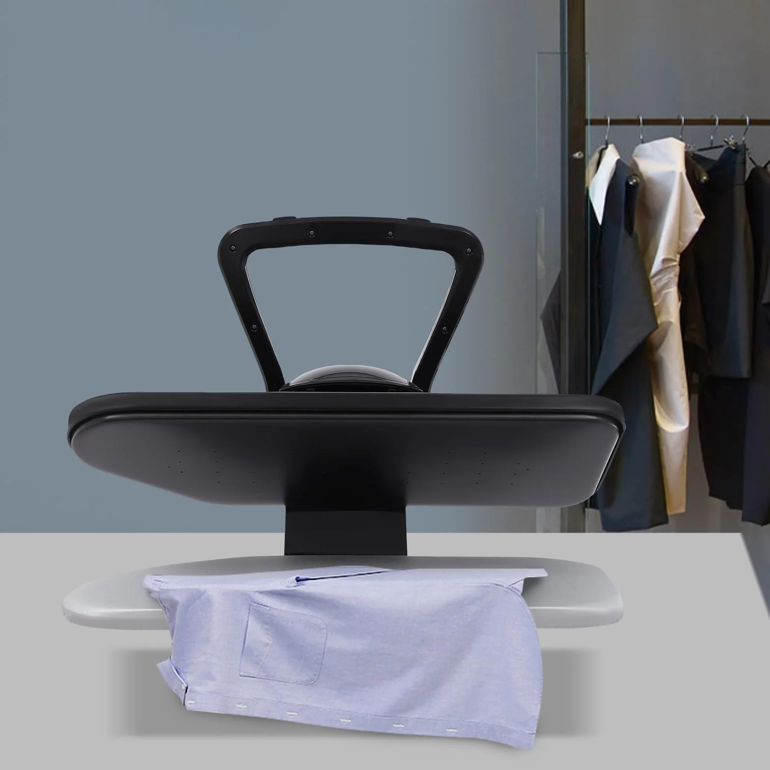 Prensa de vapor inteligente 2200W prensa de vapor digital plancha de vapor con pantalla táctil, 5 modos (nailon, seda, lana, algodón, lino), 4 minutos de tiempo de calentamiento (negro)