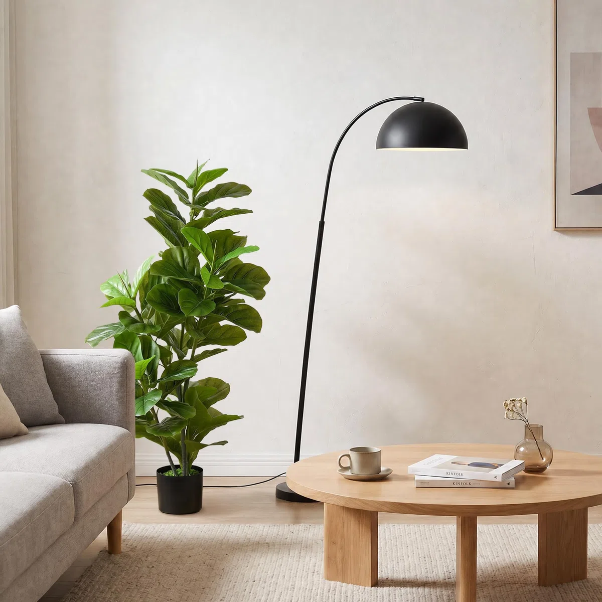 HOMCOM Planta Artificial Decorativa 110x15 cm Árbol Artificial de Ficus con 90 Hojas y Maceta para Interior Decoración para Sala de Estar Oficina Verde