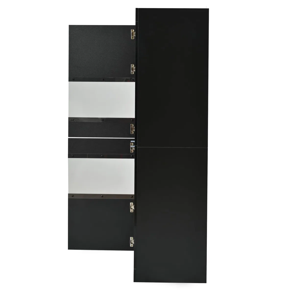 Vitrina negra brillante con iluminación LED, 1 estante de cristal, 61 x 42 x 162 cm, vitrina independiente, armario alto, armario de almacenamiento