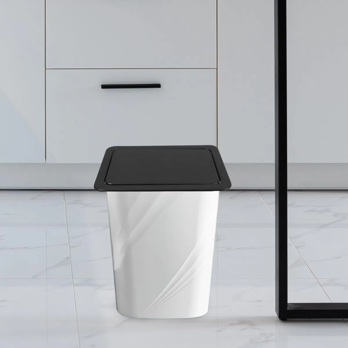 POPETPOP Tapa De Basura Empotrada De Acero Inoxidable Para Cubo De Basura Cocina Y Lavabo Tapa De Cubo Con Diseño De Flip Fácil Instalación 10.78X7.48X1.29 Pulgadas