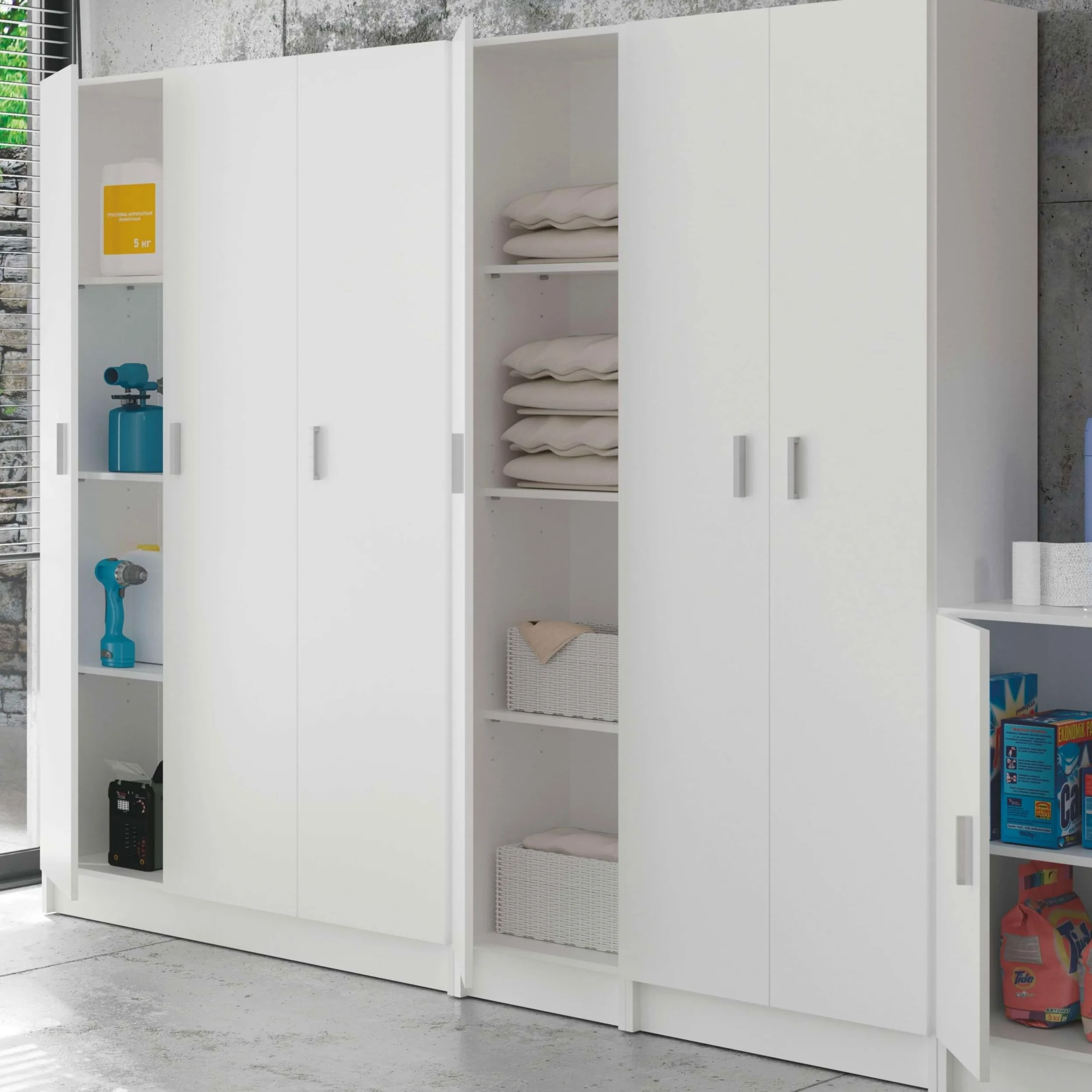 Habitdesign Armario Multiusos, 1 Puerta, Columna, Acabado en Color Blanco Mate, Medidas: 37 cm (Ancho) x 182 cm (Alto) x 37 cm (Fondo)