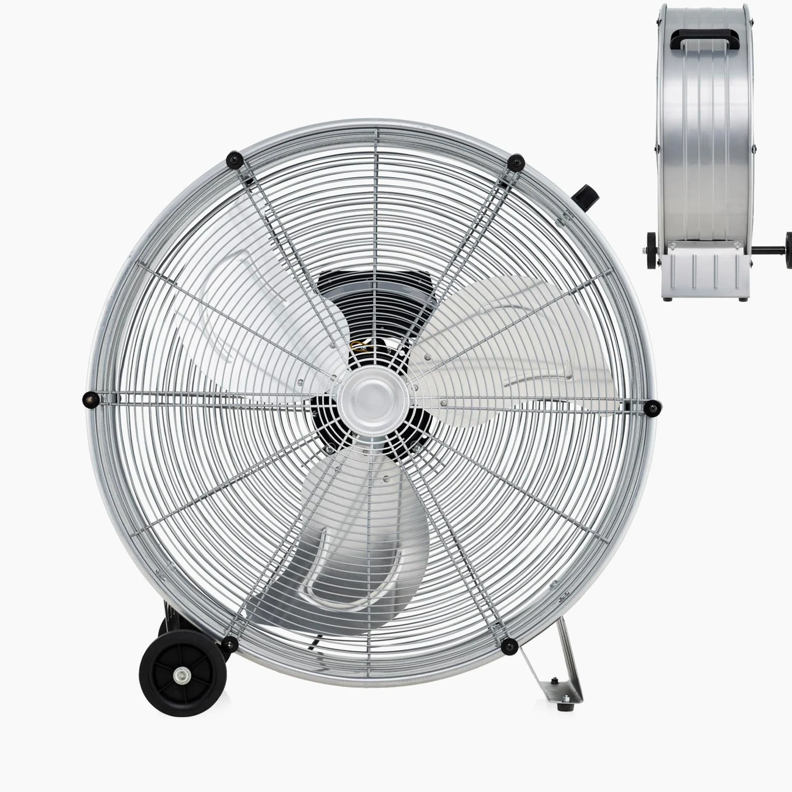 SOARS Ventilador Industrial Ø65cm, 180W, 3 Velocidades - Con Ruedas, Asa Lateral y Soporte Antideslizante - Ideal para Almacén, Taller y Bodega (Plata)