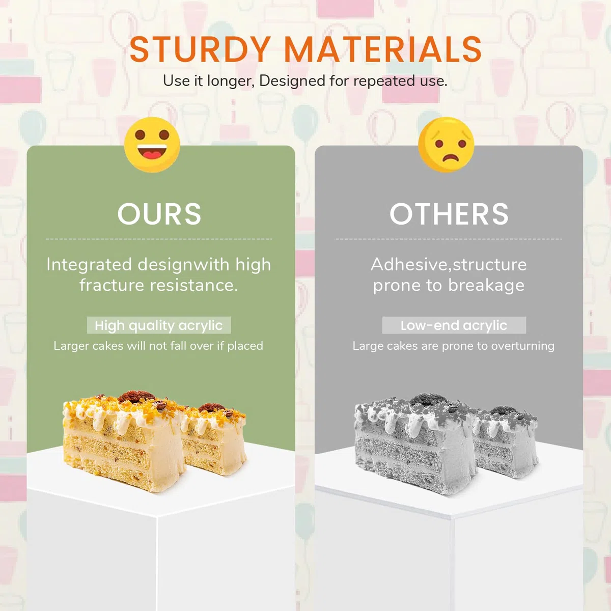 Soporte para tartas,Elevadores de Buffet,soporte de exhibición de pastelería, 6 Piezas Cajas de Exhibición Alimentos de Acrílico, Soporte de Postres en Forma de Cubo para Cupcakes