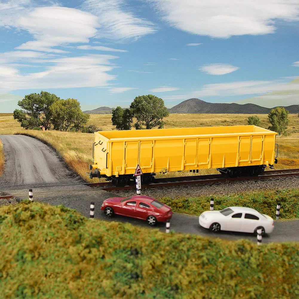 Evemodel 3 vagones de ferrocarril de calibre HO 1:87 abiertos, color amarillo