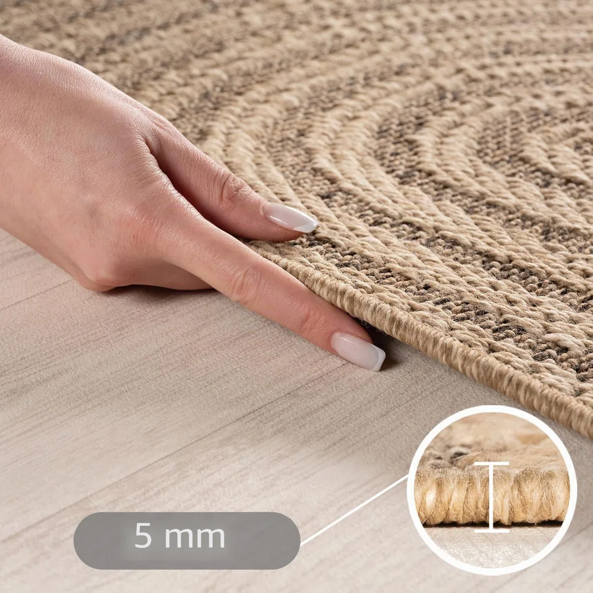 SIMPEX Alfombra para Interior y Exterior - Robusta, Resistente a la Intemperie y fácil de Limpiar, con Efecto de Yute Natural, Ideal para salón, Cocina, terraza, jardín y balcón, 160x230 cm