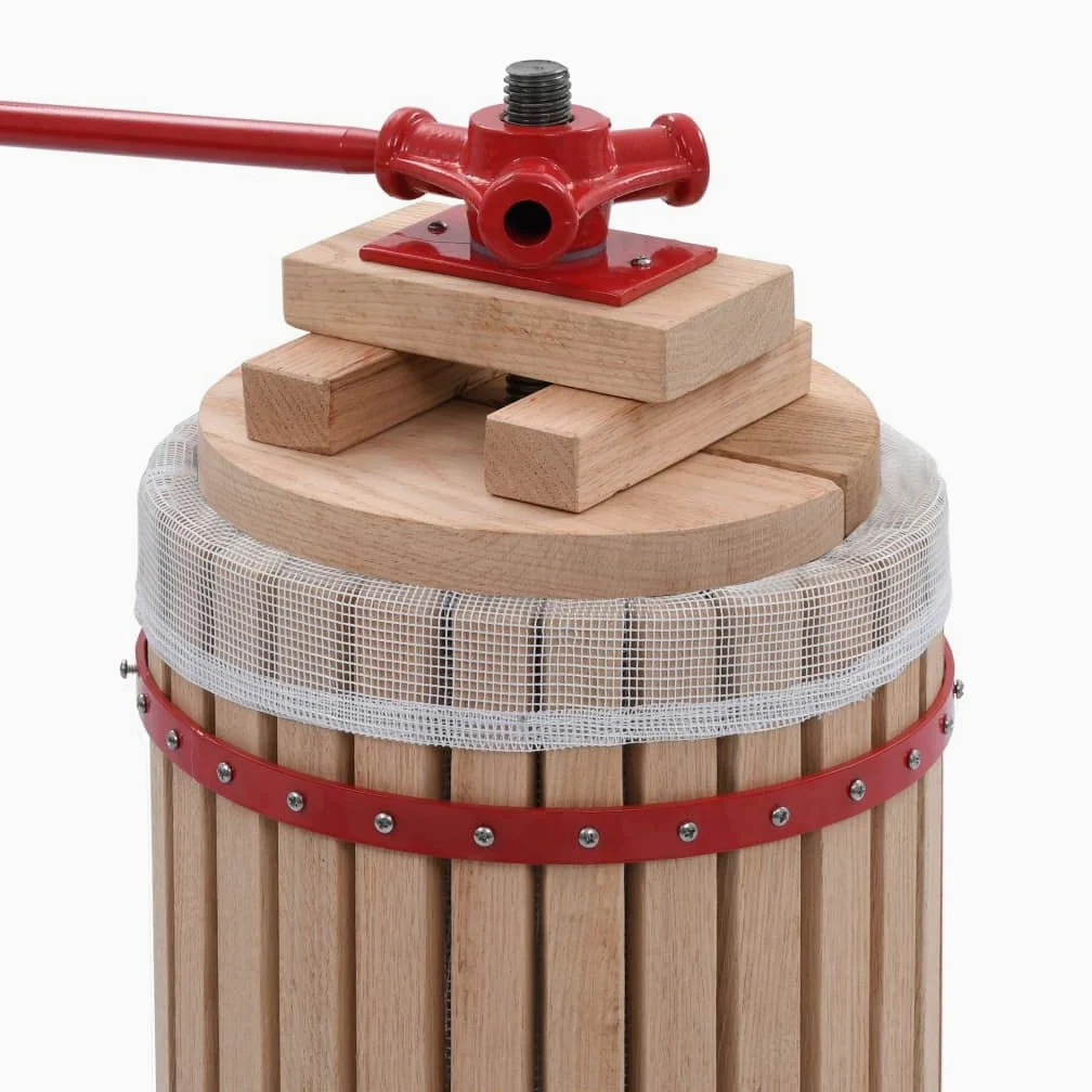 vidaXL Prensa de Vino y Fruta Mosto con Paño de Tela Utensilios Accesorios Cocina Comedor Bar Casa Hogar Menaje Preparación 24 L Madera Roble