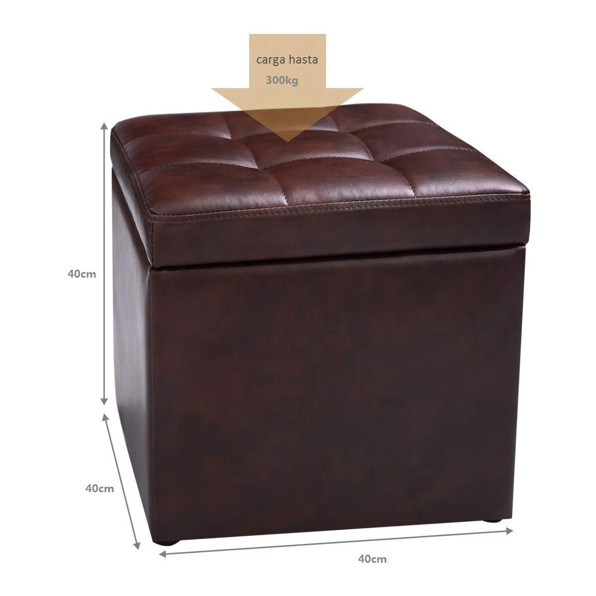 COSTWAY Baul Almacenaje Dormitorio, Puff Almacenaje Plegable 40x40x40cm, Puff Banco con Almacenaje con Capacidad de 300 kg, Reposapiés Sofa para Sala de Estar, Dormitorio, Entrada, Marrón