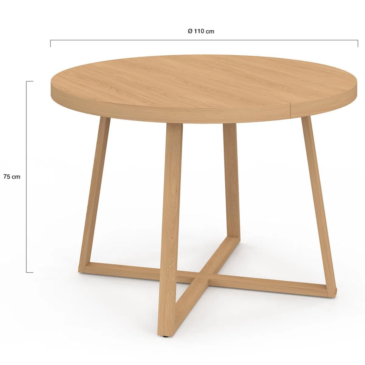 IDMarket – Mesa de comedor fija redonda Selma 4-6 personas madera efecto haya 110 cm