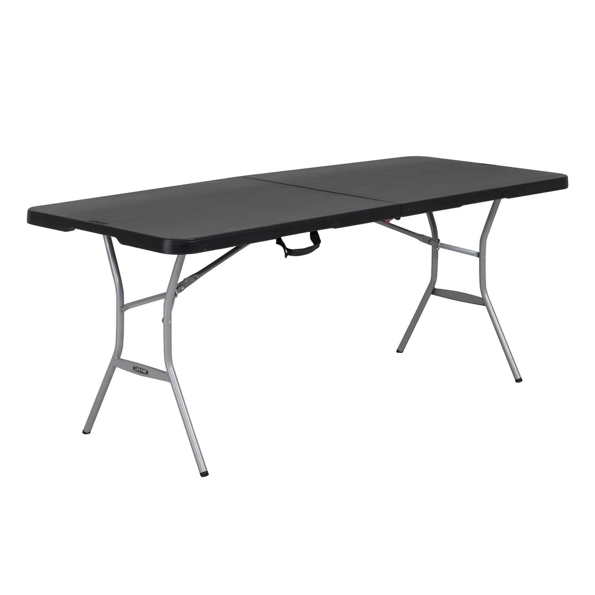 LIFETIME Mesa Rectangular Plegable 183x76x73 cm, Tablero de Polietileno HDPE Negro, Estructura de Acero, Bloqueo de Seguridad, Resistente a la Intemperie y Golpes, Uso Interior y Exterior (92126)