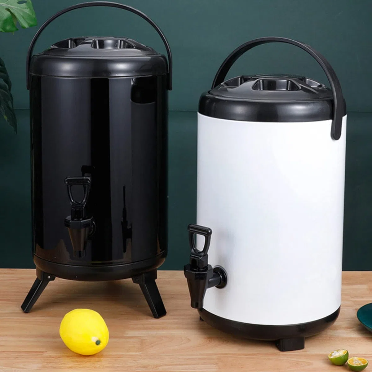 Dispensador de Bebidas Aislado, Jarra Térmica de Café Frío Y Caliente de 6 Litros, Dispensador de Bebidas de Acero Inoxidable con Grifo para Agua Caliente, Café Y Jugo/Blanco
