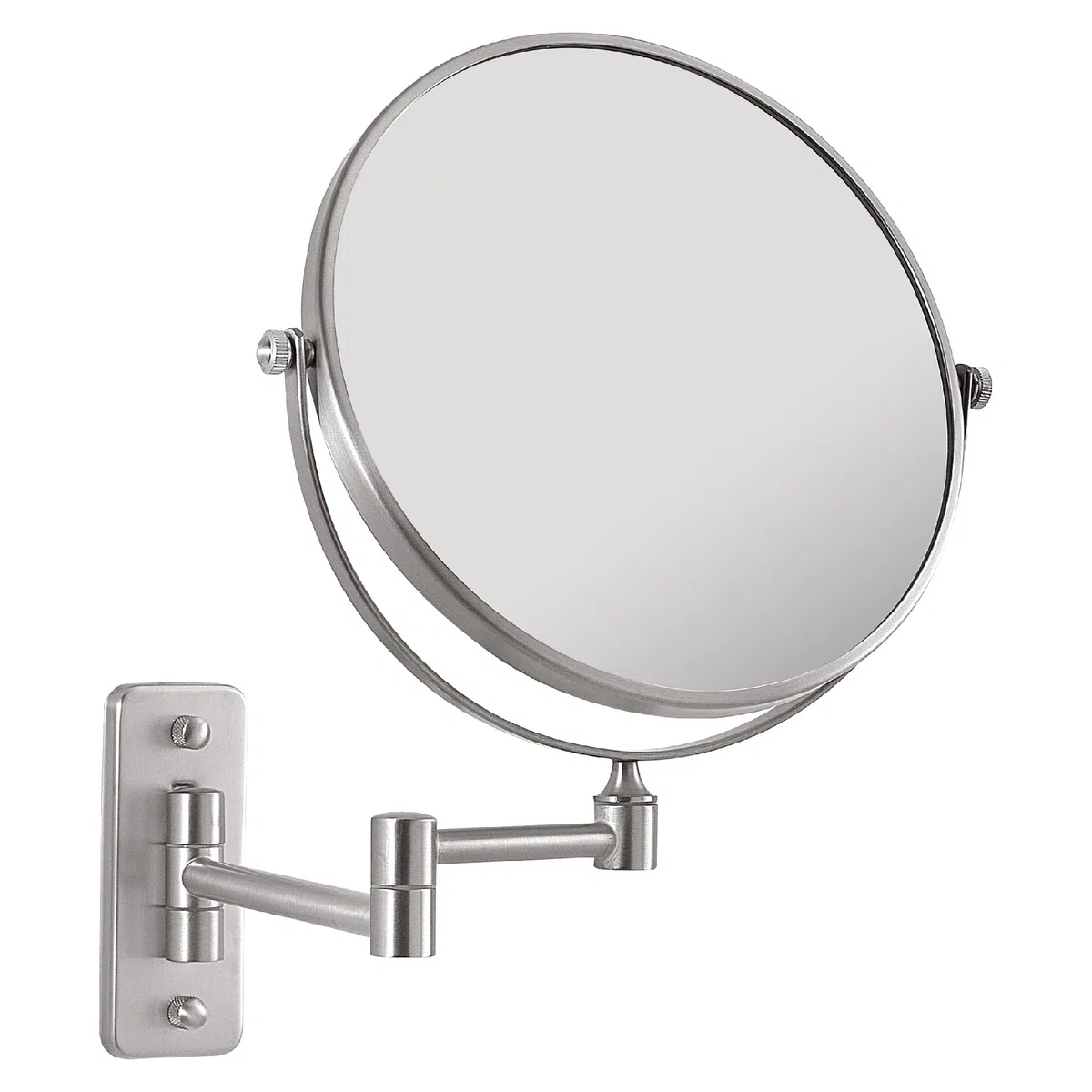 Gedy Gaia Espejo de Aumento, Espejo Maquillaje de Pared, 2 Caras, 3X, Extensible, Cepillado, Acero INOX y Cristal, 23-26 x 3,6-29 x 31