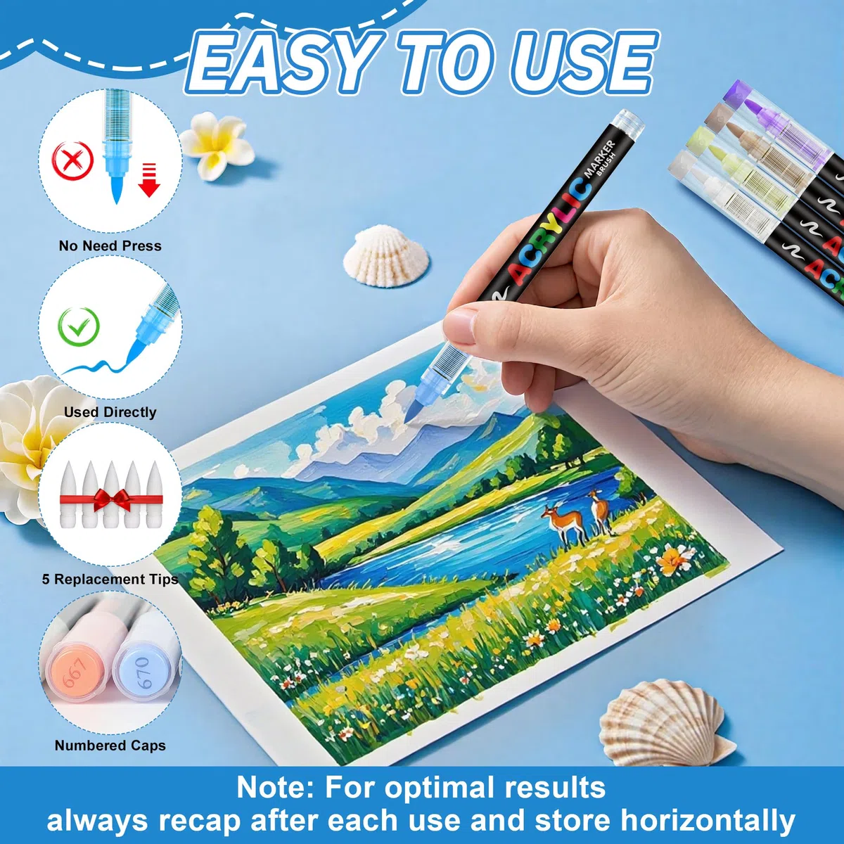 Guangna 168 marcadores de pintura acrílica, punta de pincel, tinta impermeable de secado rápido, para pintura de roca, plástico, madera, lienzo, vidrio, cerámica, metal, manualidades, suministros de