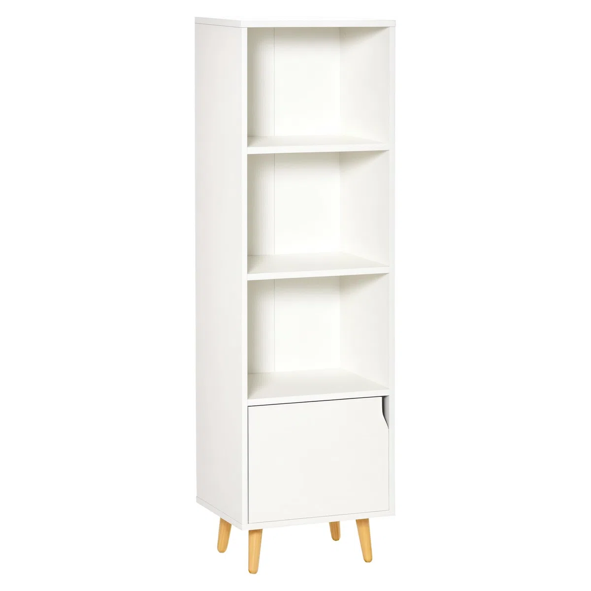 HOMCOM Estantería para Libros con 3 Estantes Abiertos y Cajón Librería Moderno para Almacenamiento Juguetes CDs Plantas 40x30x129,5 cm Blanco