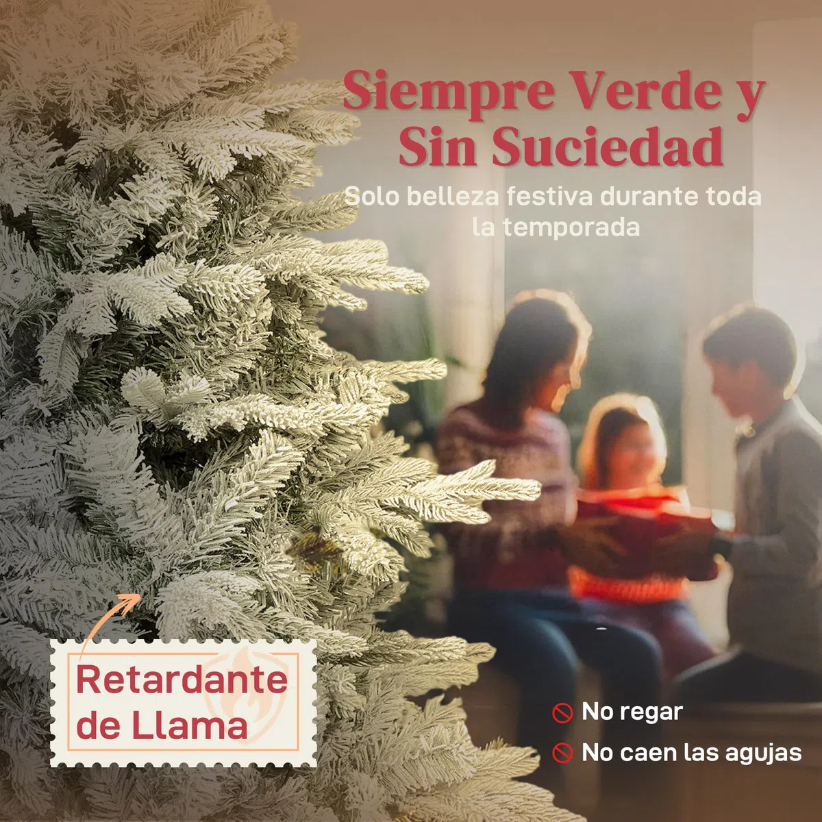 HOMCOM Árbol de Navidad Artificial Ø110x180 cm, Árbol de Navidad Nevado, Abeto Artificial con 1207 Ramas Articuladas, Base Plegable, Fácil de Montar, Decoración para Hogar, Oficina, Fiestas