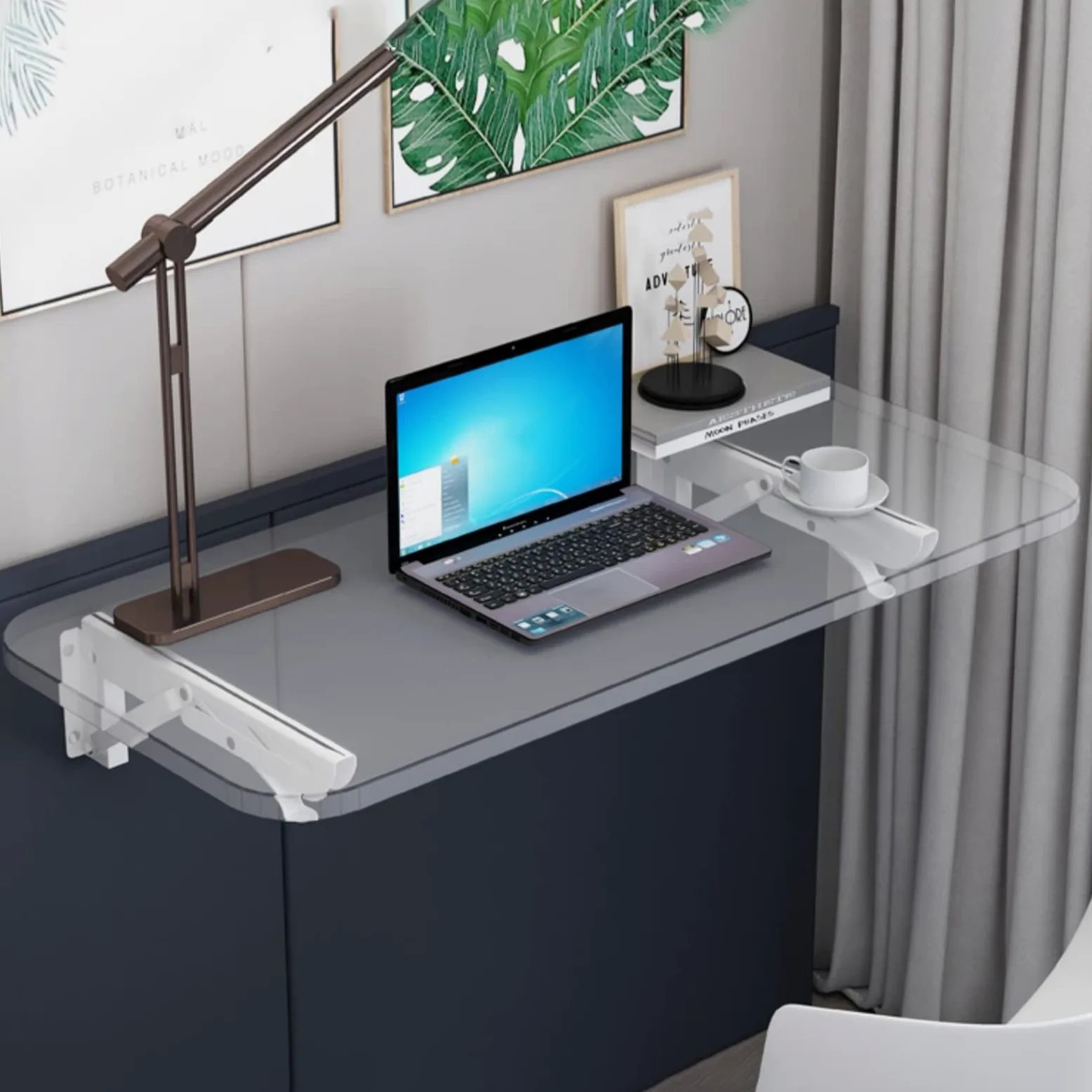 Mesa abatible de Pared - Escritorio Plegable para Comedor, hogar, Oficina y Cocina - Rojo, 100 x 40 cm