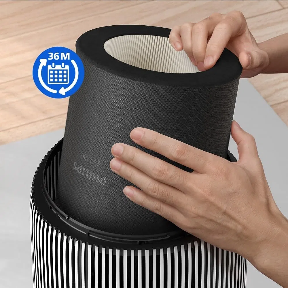 Filtro de repuesto original Philips para purificadores de aire Serie 2200 AC2210, AC2220 y AC2221, HEPA NanoProtect + Carbono activo, 36 meses de vida útil, Negro/Blanco (FY2200/30)