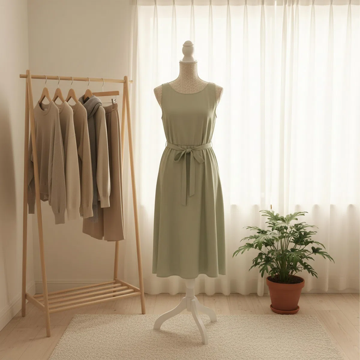 Relaxdays Maniquí de Costura Femenino Ajustable 130–167 cm con Encaje, Base de Madera, Beige/Blanco, 167x41x34 cm