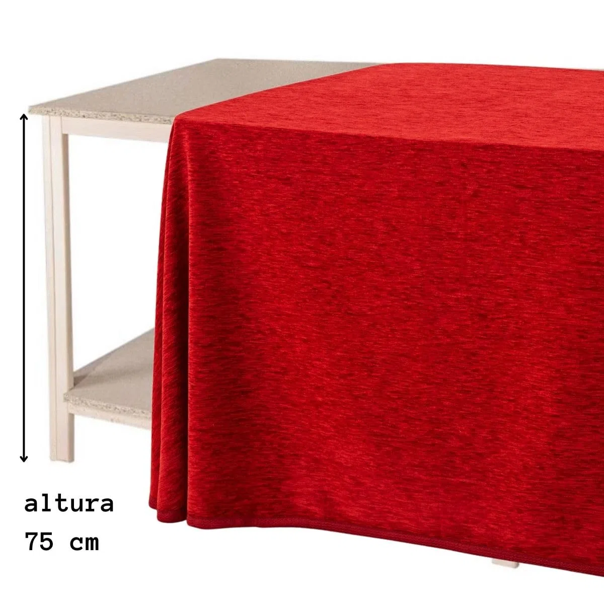 Lanovenanube Ropa o Falda Camilla, Enaguilla Rectangular de Tejido Chenilla, Medida 70x120 cm, Color Beig. Mantiene el Calor. Aspecto Aterciopelado y Tacto Muy Suave.