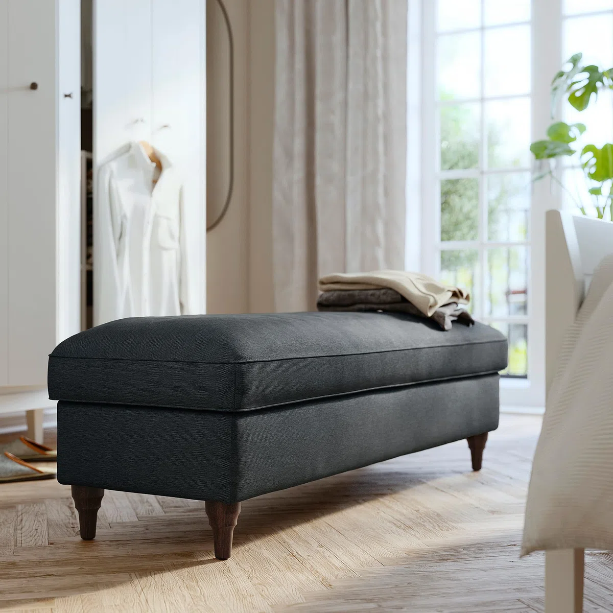 Banco ESSEBODA con almacenamiento, Knäbäck antracita/marrón