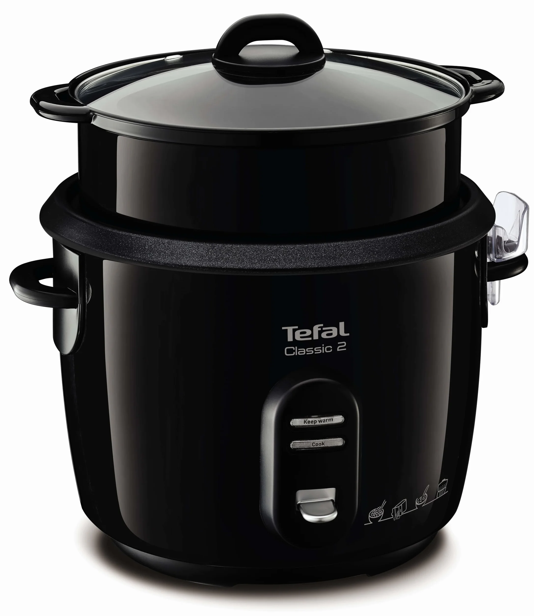TEFAL Cuiseur a riz, Cuve 5 L antiadhésive, Capacité 1,5 kg de riz, Maintien au chaud, Panier vapeur, Classic 2 RK103811