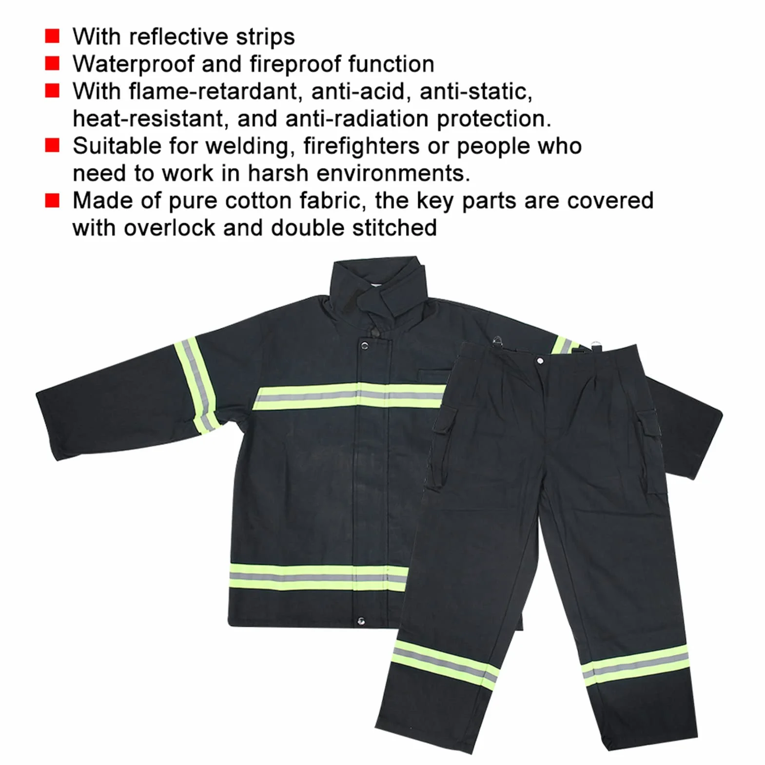 SYH&AQYE Traje Ignífugo, Ropa Ignífuga, Pantalones de Abrigo Reflectantes de Protección para Bomberos, Ignífugo, Antiácido, Antiestático, Ignífugo, Resistente al Calor(XXL)