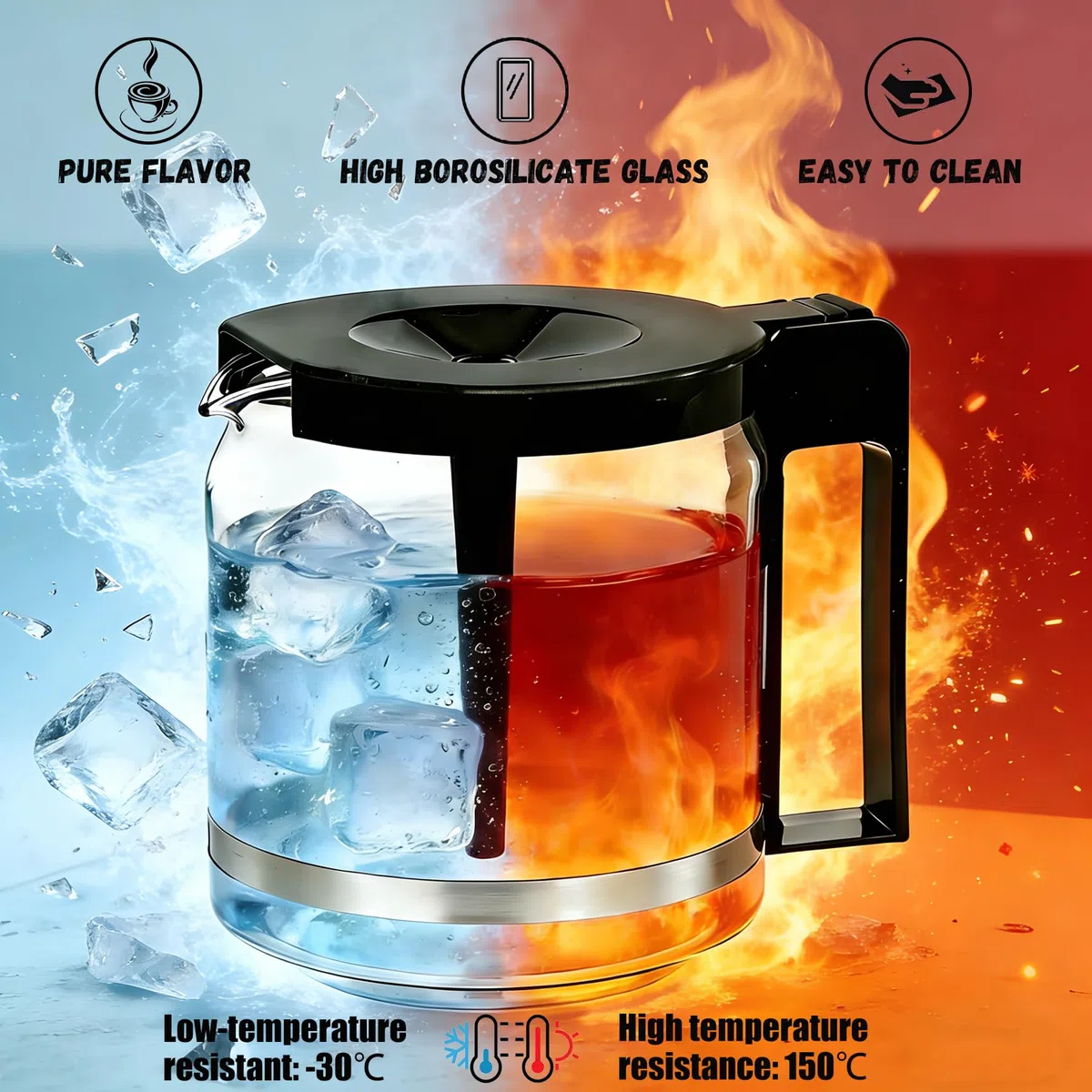 Jarra de repuesto para Technivorm 89830 de 1.25L/40 onzas, jarra de repuesto de jarra de 10 tazas compatible con máquinas de café Moccamaster KBG/CDG/KBGV Select/CD, resistente a los arañazos y