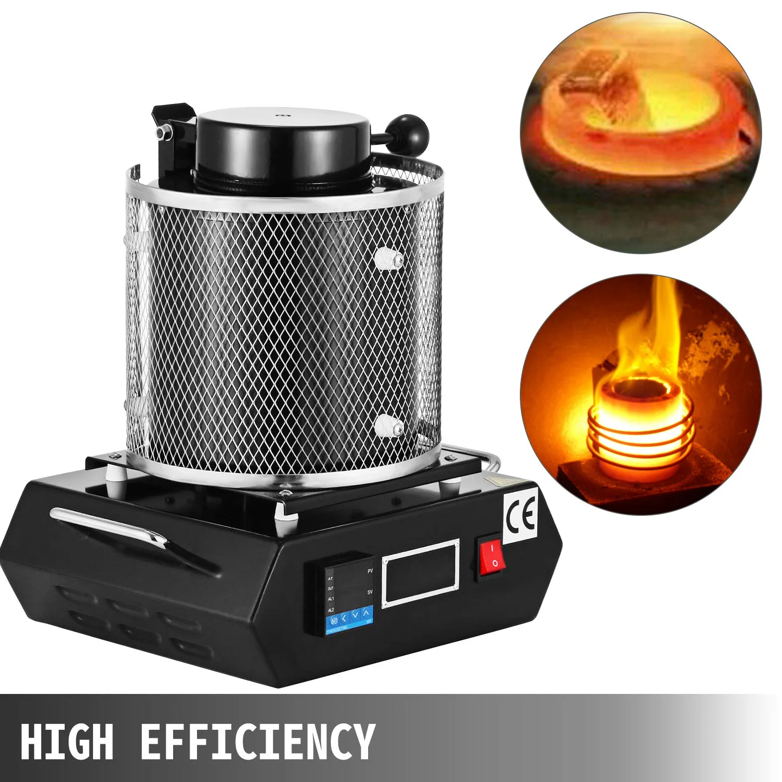 VEVOR Horno de Fusión de Oro, Temperatura Máx. 1150 ℃, Horno de Fusión Eléctrico Digital con Crisol Cerámico de 3 kg para Fundición y Refinación de Metales Preciosos, para Oro/Plata/Aluminio, Negro