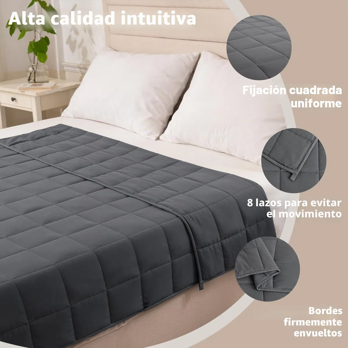 Good Nite Manta Pesada de 8 Kg,150 * 200cm, Manta Relajación, Terapia, Antiestrés Adultos para Mejorar El Sueño Antiestrés, de Peso Niños con Autismo, Gris