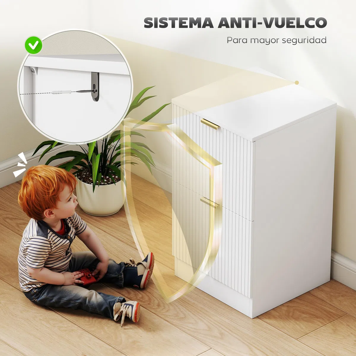 HOMCOM Cajonera de Oficina con 2 Cajones Cajonera de Escritorio con Frentes Acanalados Mueble Archivador para Tamaño A4 o Carta para Estudio 40x40x71 cm Blanco