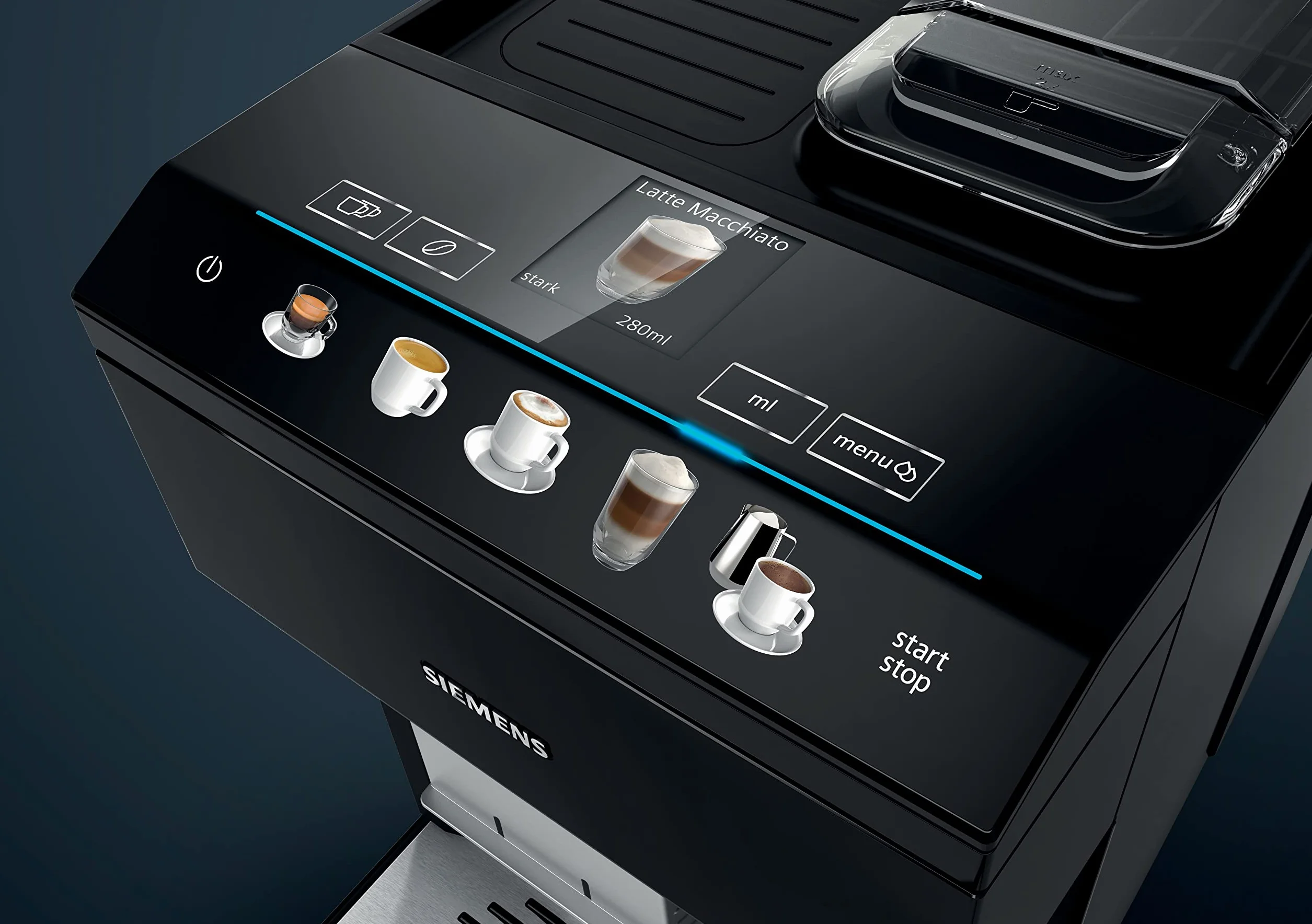 Siemens, cafetera totalmente automática, EQ500, con pantalla TFT, depósitos para café en grano o molido, iAroma System, TP503R09