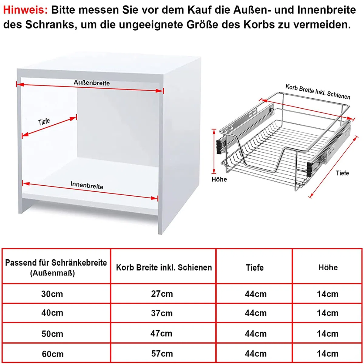 Froadp Cajón Telescópico de Cocina, Estante Extraíble, Armario de Dormitorio, Almacenamiento Completo (40 cm, 4 Piezas/Juego)
