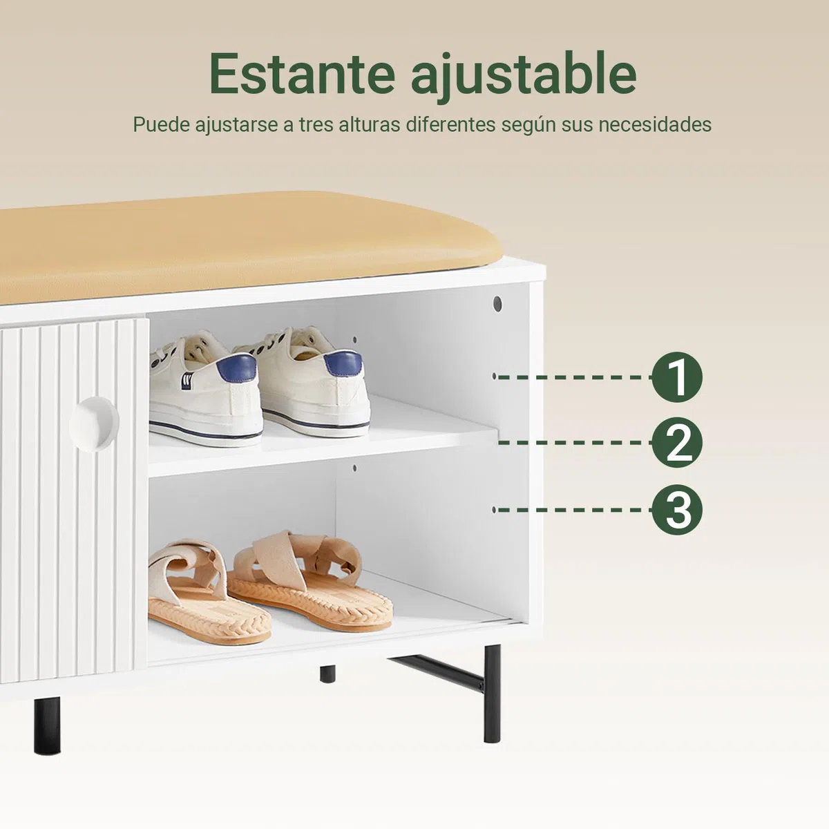 SoBuy FSR116-W Banco Zapatero con Puertas Correderas Armario Multifuncional para Entrada con Estantes 85 x 37 x 49 cm Blanco ES
