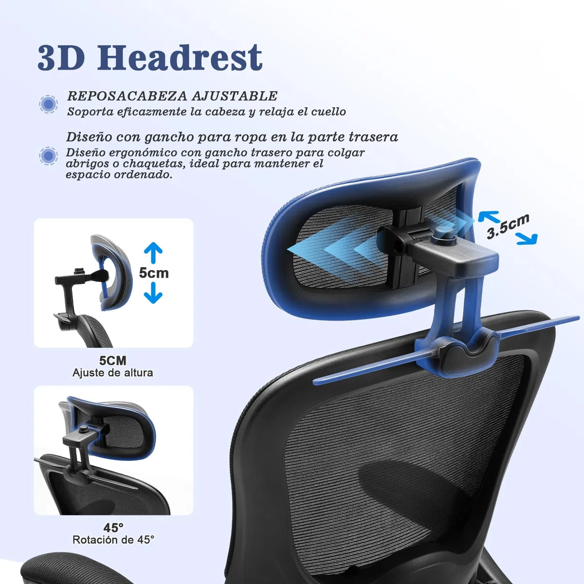 Magic Life Silla de Oficina Ergonómica con Respaldo de Malla, Soporte Lumbar Ajustable, Reposabrazos y Altura Regulable para Home Office (Negro)