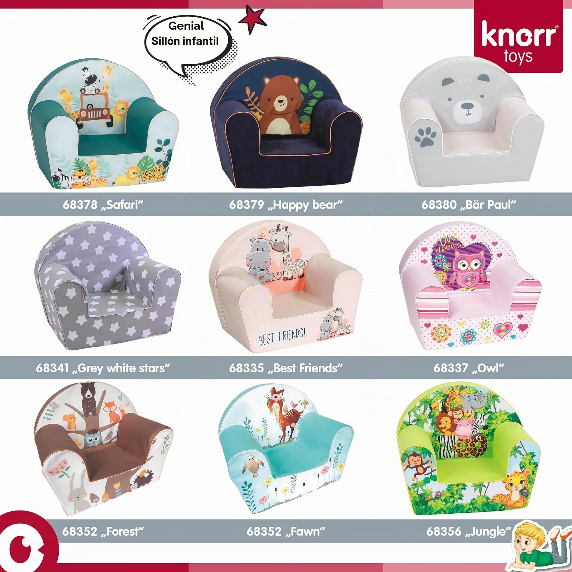 KNORRTOYS.COM- Sillón, Estampado Animal, Color Blanco marrón (68348)