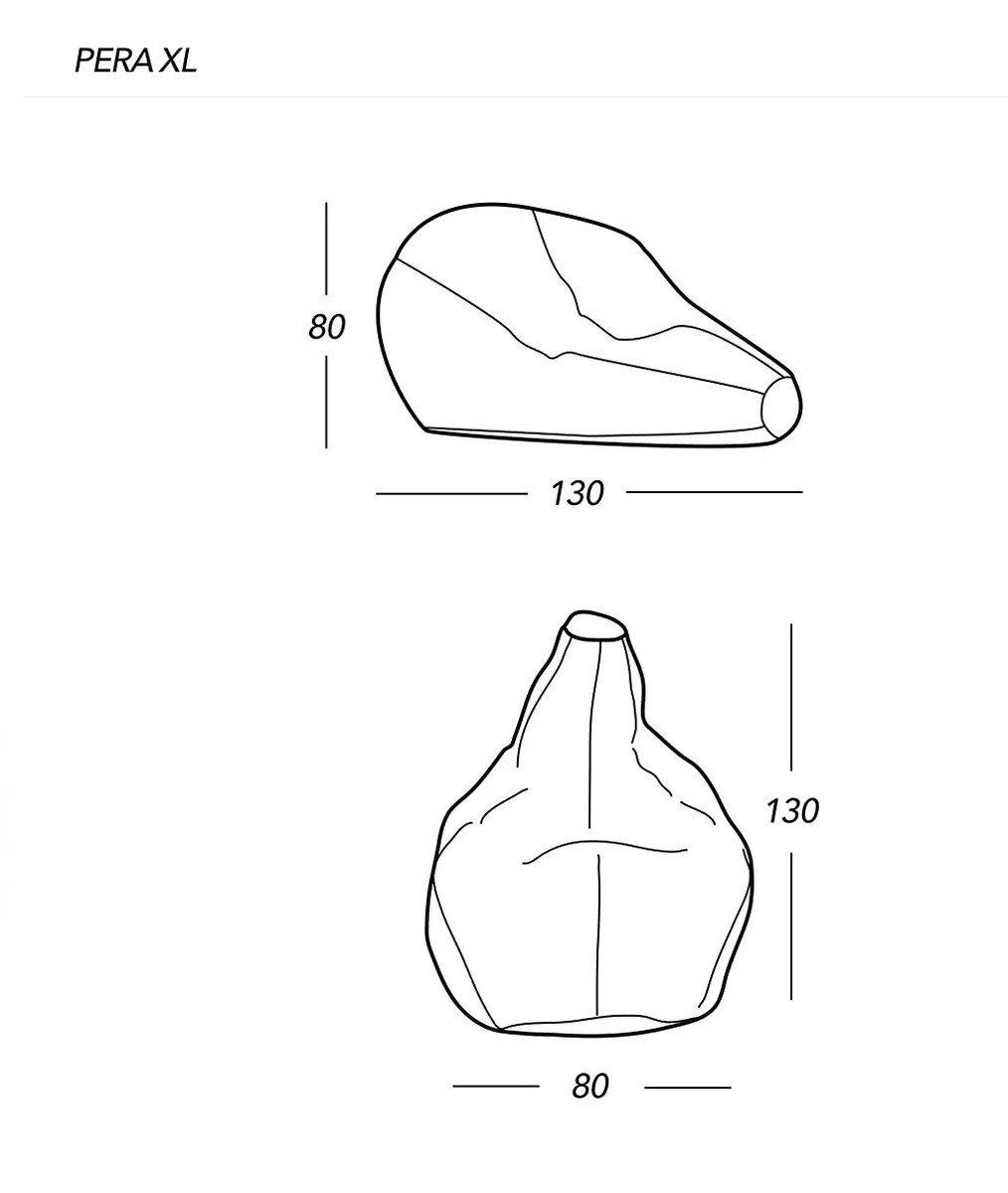 Vilber, PUFF PERA XL, Ergonómico y moldeable. TAMAÑO: 80x130 cm relleno perlas poliestireno con 260 Litros. Tela estampada impermeable antimanchas para uso interior y exterior. Colección POP