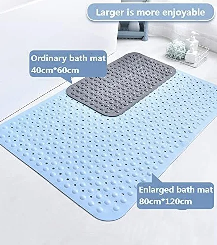 Alfombrilla de Ducha Antideslizante | Antibacteriana Antimoho | PVC con Ventosas | para Mayores, Embarazadas (Gris, 80x120cm)