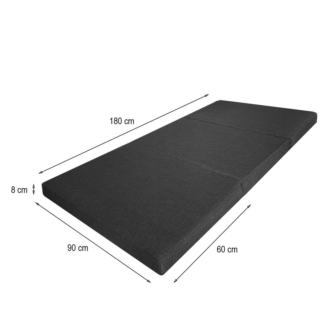 Acomoda Textil – Colchón Plegable con Espuma Alta Densidad y Funda con Cremallera Gris 180x90x8 cm. Colchoneta de Viaje para Ahorrar Espacio y Cama Invitados Cómodo y Resistente.