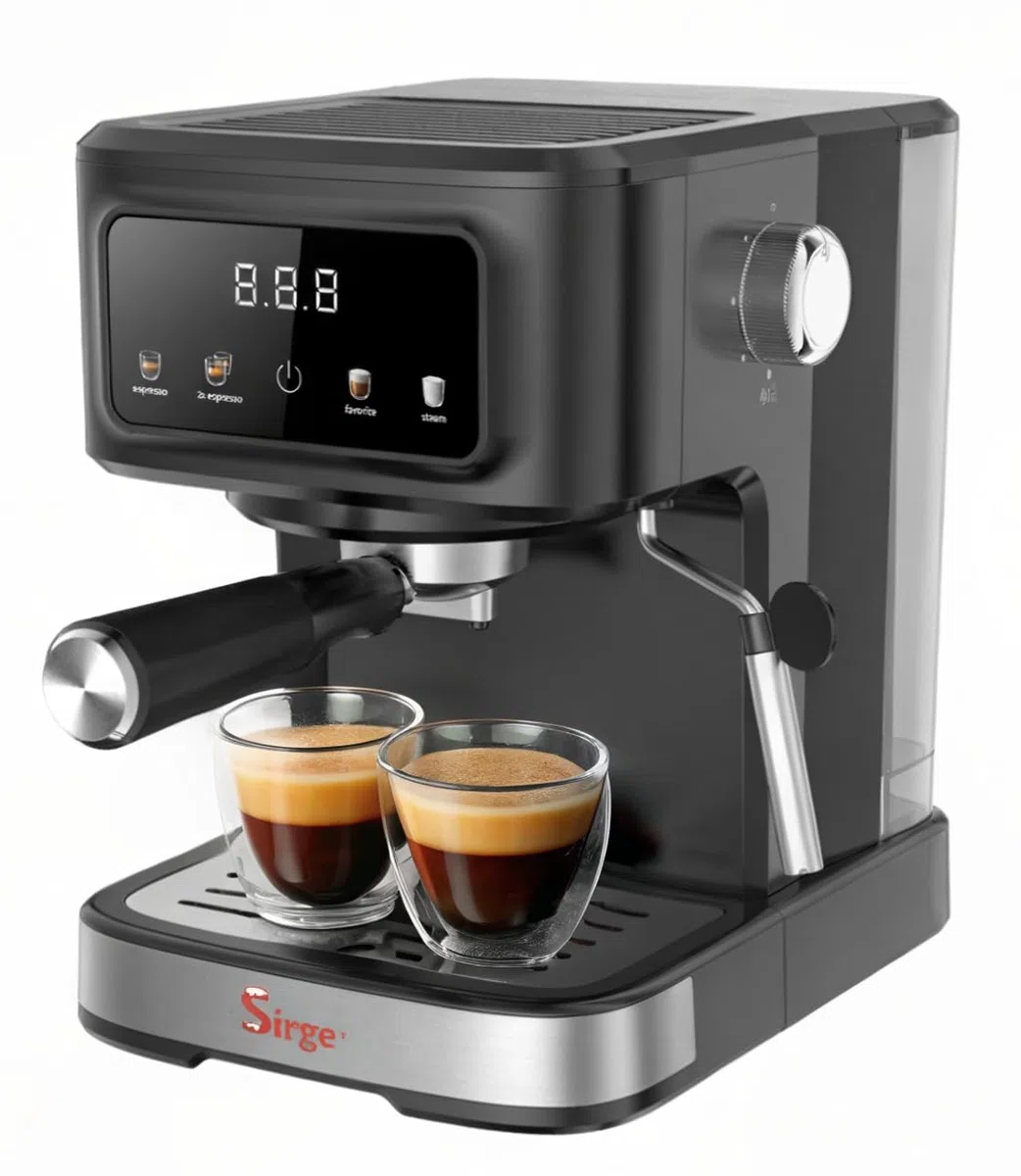 Cafetera digital GRANBAR para espresso y capuchino: 20 bares, 1100 W, depósito de 1,25 L, parada automática y temporizador