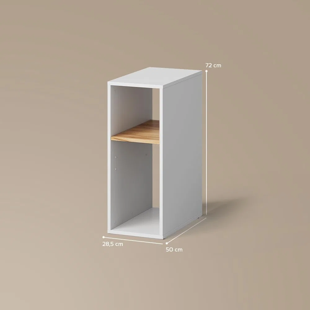 Livinity Armario para PC Lorena, Roble Blanco/Dorado, 28.5 x 72 cm con 2 Compartimentos