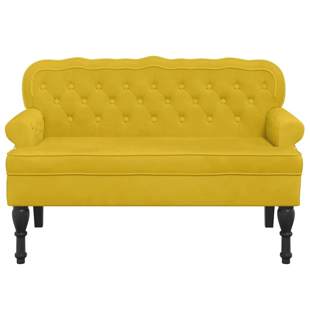 vidaXL Banco, Silla con Respaldo Reposabrazos, Banca de Final de Cama, Asiento Tapizado para Pasillo Recibidor Dormitorio, Terciopelo Amarillo