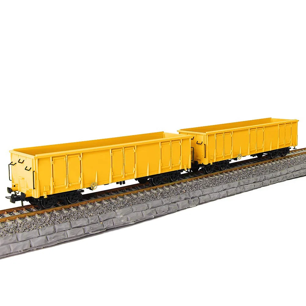 Evemodel 3 vagones de ferrocarril de calibre HO 1:87 abiertos, color amarillo