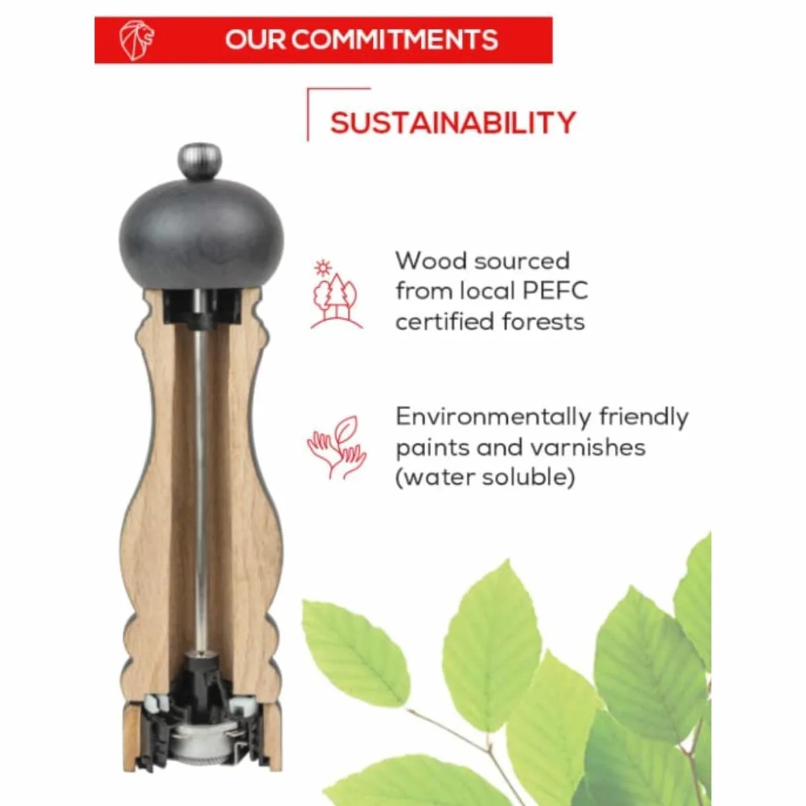 Peugeot - Madras u'Select - Molinillo de sal manual, ajustable, acero inoxidable y madera de olivo, natural, 16 cm