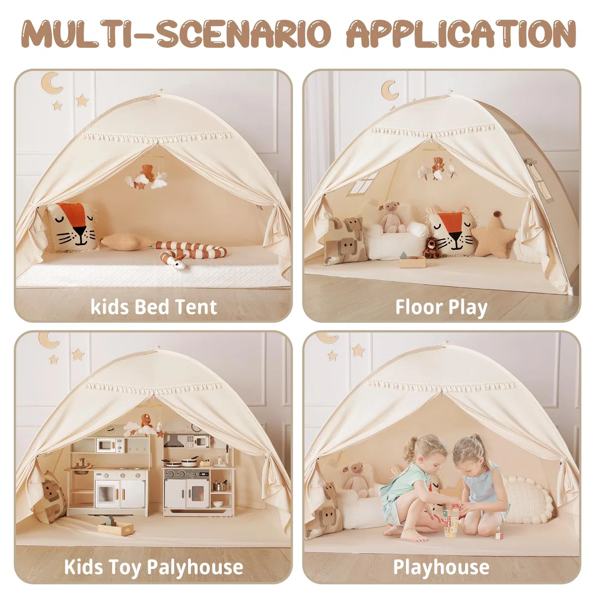 Sumbababy Tipi para Niños en Interiores: Tiendas de Campaña para Niños con Dosel Doble, Tipi para Niños y Niñas, Casa de Juegos para Bebés en el Interior para Dormir para Sala de Juegos