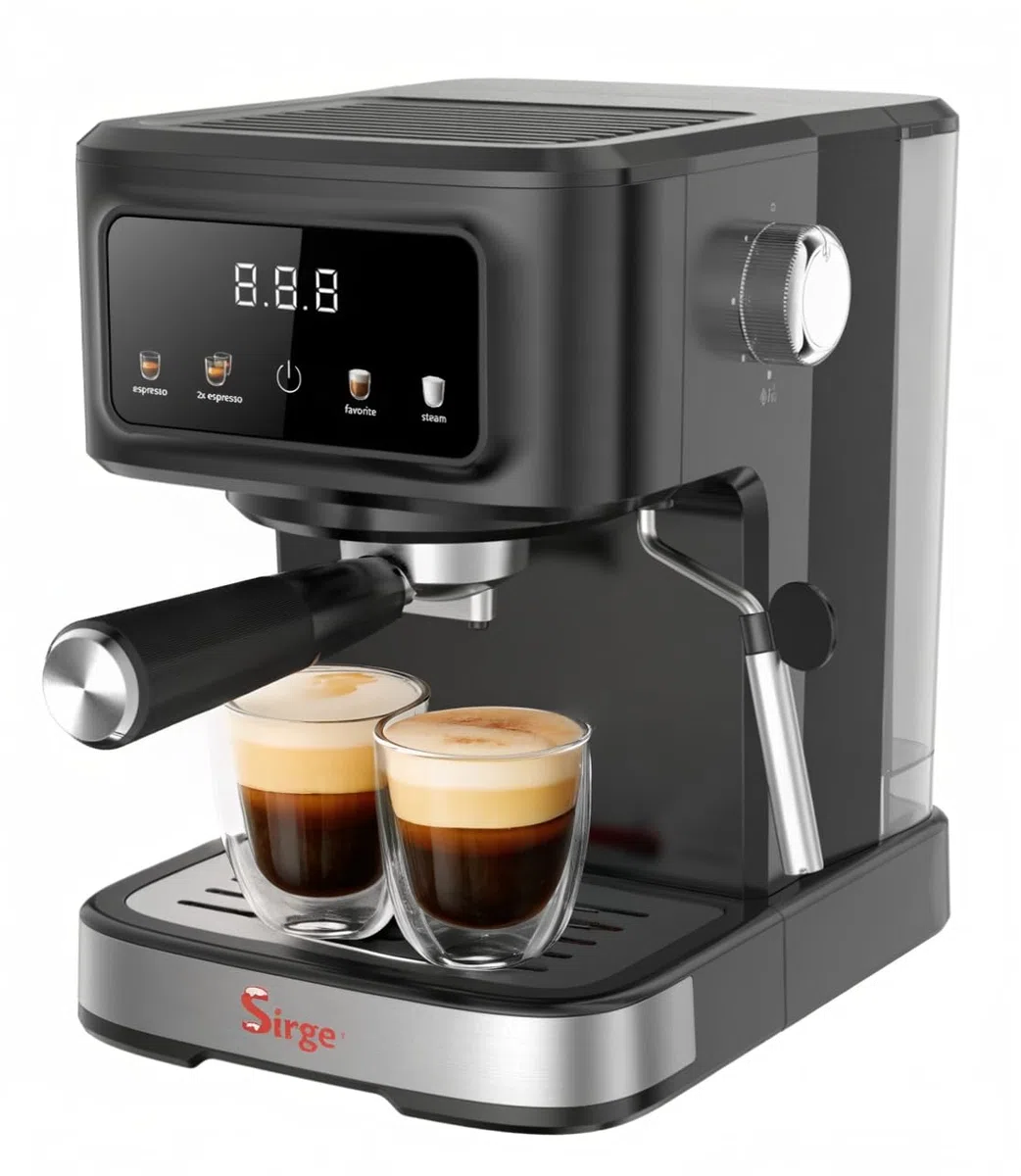 Cafetera digital GRANBAR para espresso y capuchino: 20 bares, 1100 W, depósito de 1,25 L, parada automática y temporizador